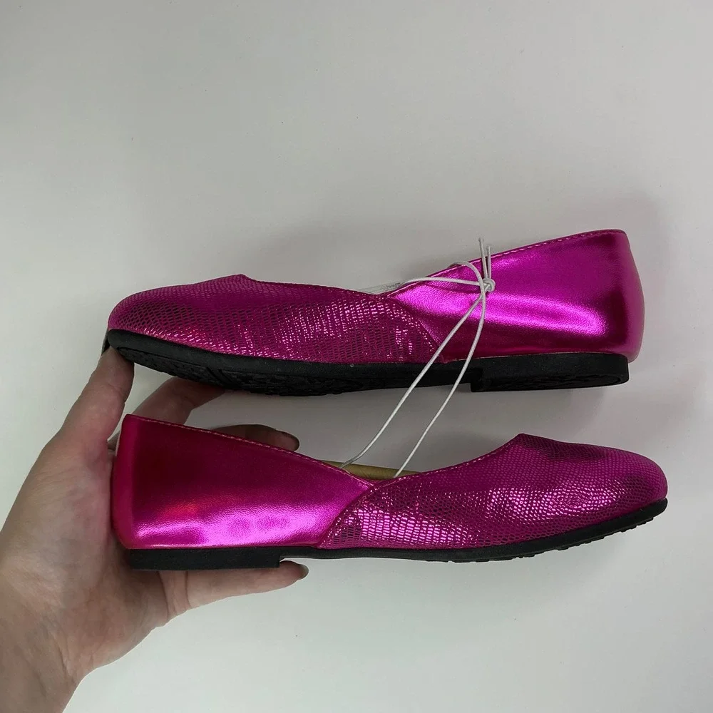 The Children's Place Pink Ballet Flats Youth Size 2 Metallic Fiesta Pink Sparkle